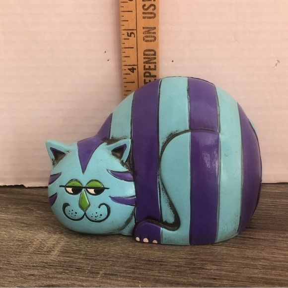 Vtg Pride Creations Striped Cat Coin Bank - Picture 7 of 11